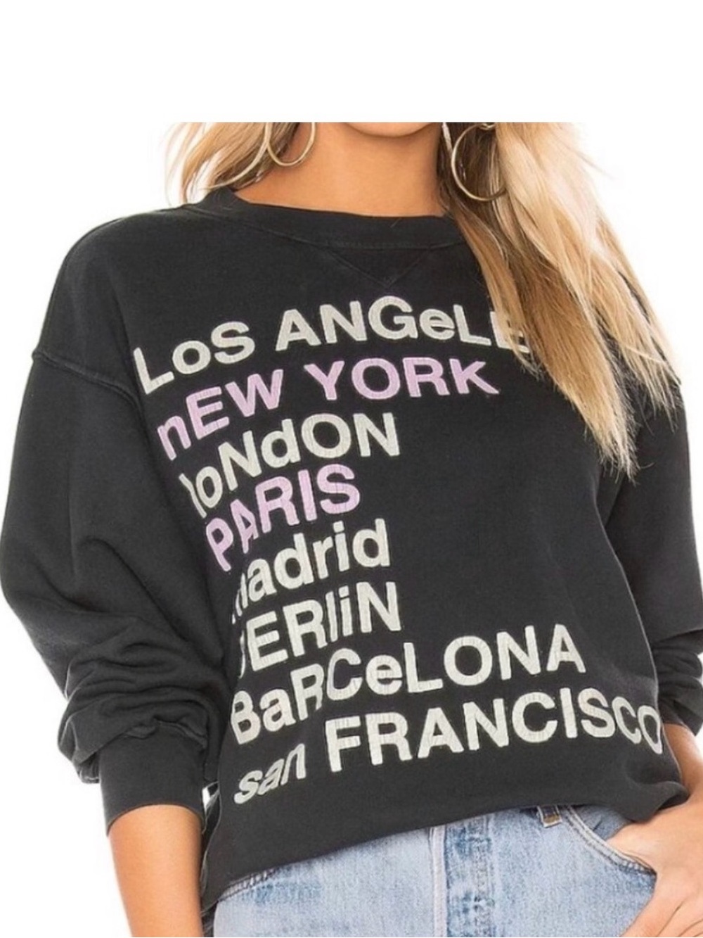 Anine Bing Black City Love Crewneck Sweatshirt